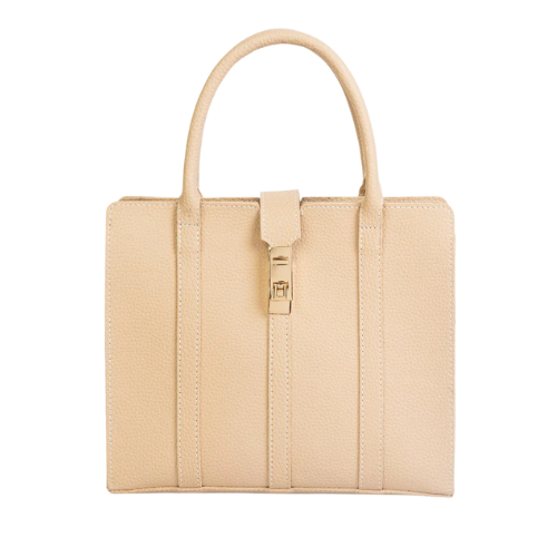 Beige Handbag With Zip Closure