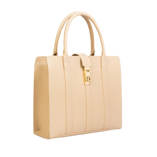 Beige Handbag With Zip Closure