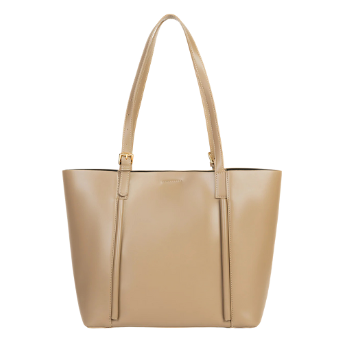 Beige Shoulder Bag with Adjustable Handles