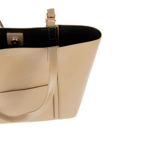 Beige Shoulder Bag with Adjustable Handles