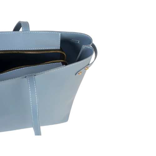 Sky Blue Shoulder Bag with Zip Closure
