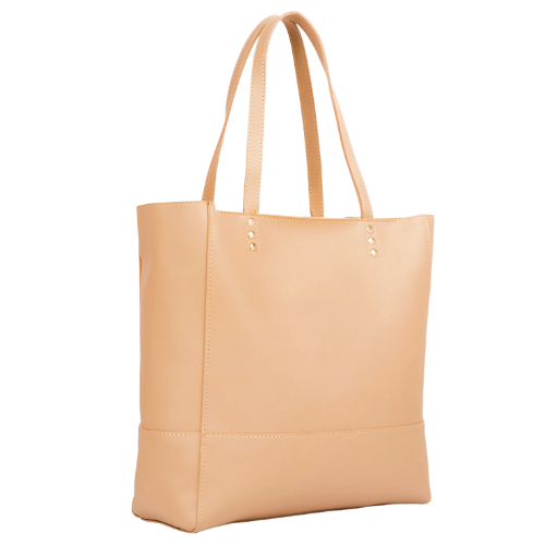 Beige Shoulder Bag with Zip Closure