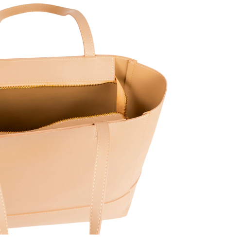 Beige Shoulder Bag with Zip Closure